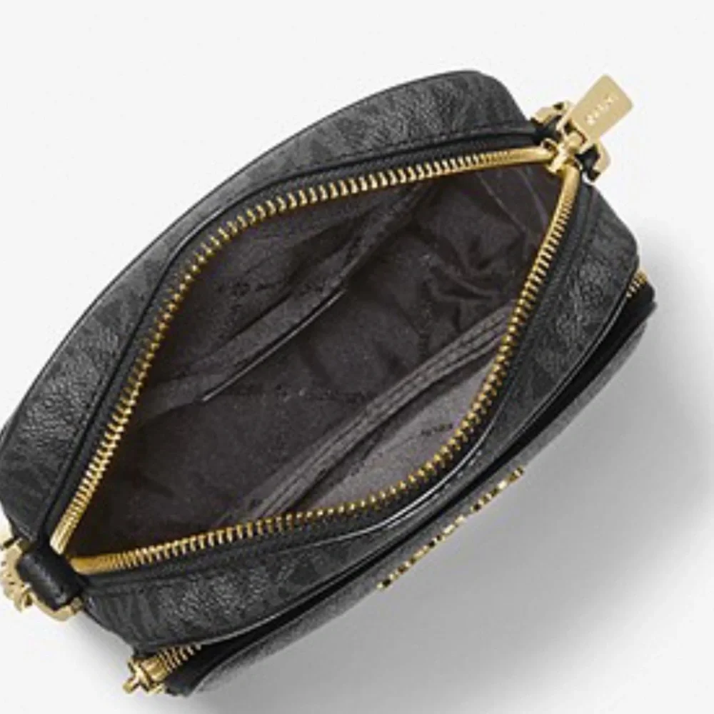 MICHAEL KORS Jet Set Travel Medium Logo Crossbody Bag Black signature co…